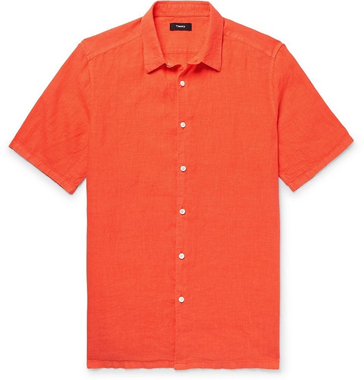 Photo: Theory - Slub Linen Shirt - Orange