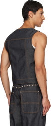 Veneda Carter SSENSE Exclusive Navy Boxy Denim Vest