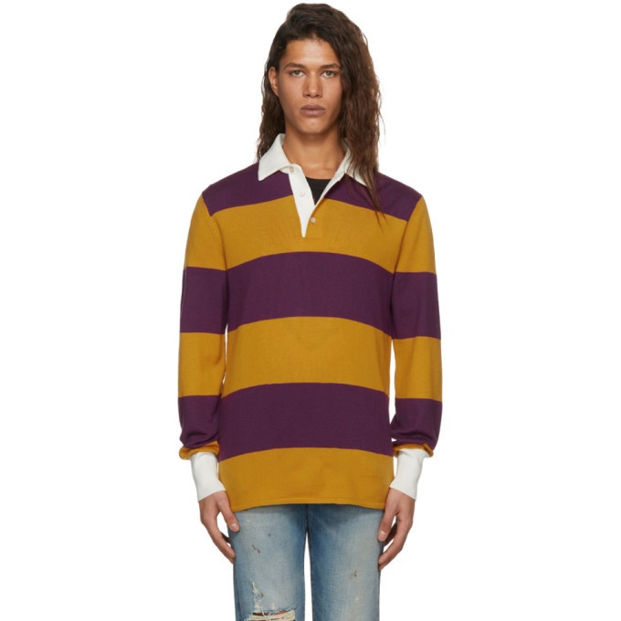 Photo: Gucci Purple and Orange Long Sleeve Striped Zest Polo