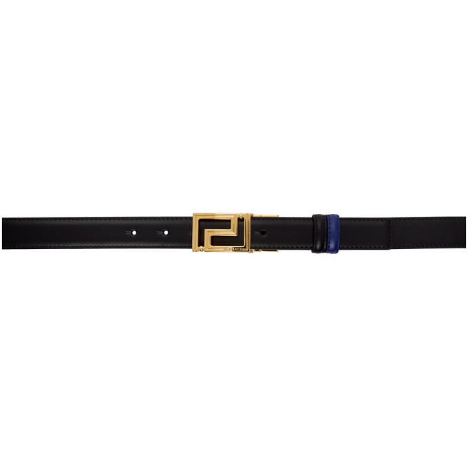 Photo: Versace Reversible Black and Blue Leather Belt