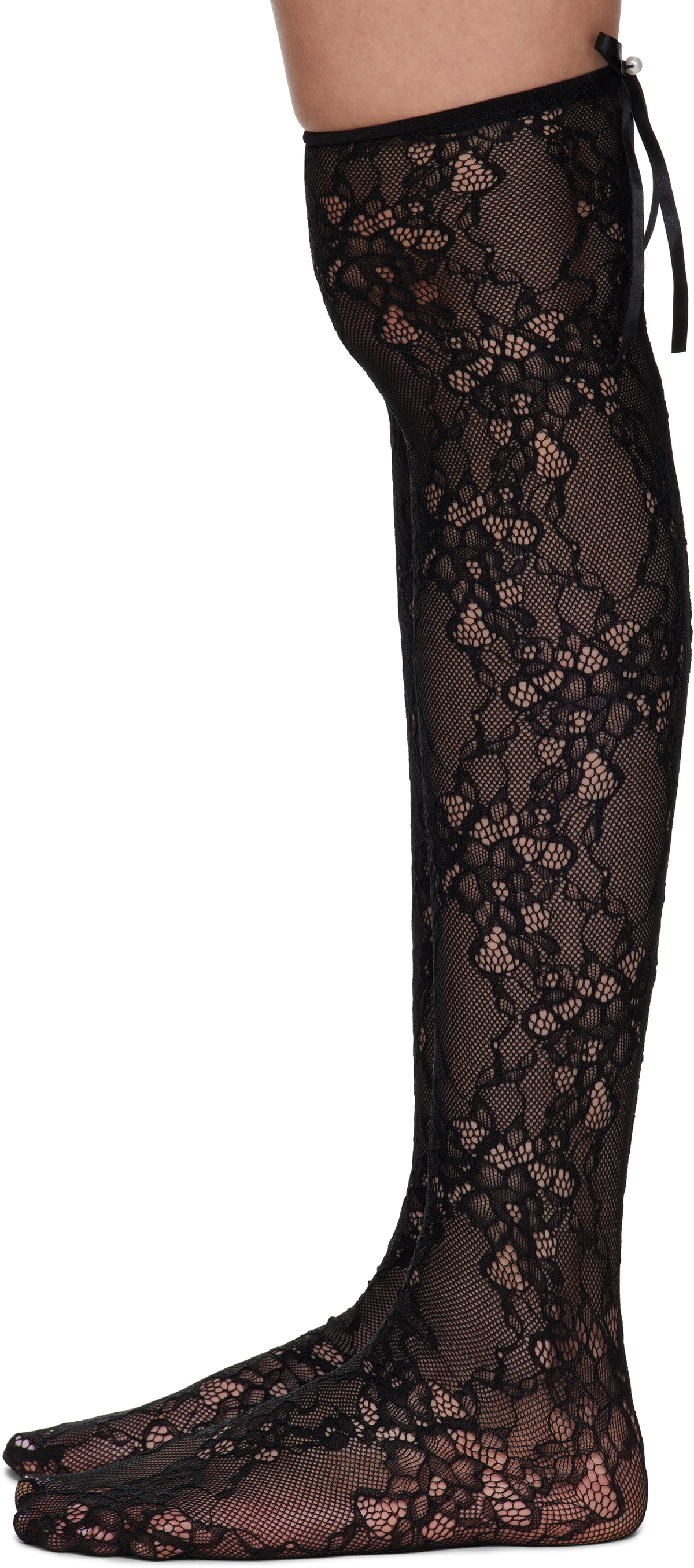 AMBUSH Black Lace Ribbon Socks