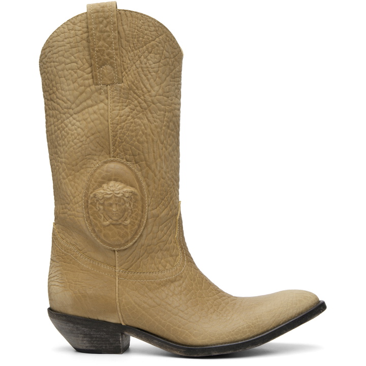 Photo: Versace Beige Houston Leather Texan Boots