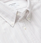 Thom Browne - Button-Down Collar Appliquéd Striped Supima Cotton Oxford Shirt - Gray