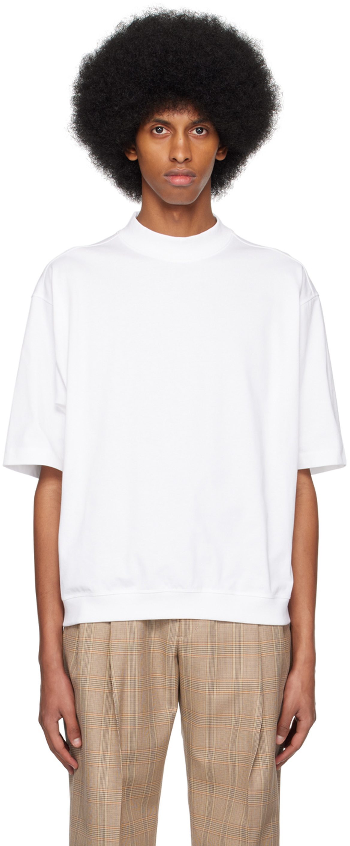 rito structure White Mock Neck T-Shirt rito structure