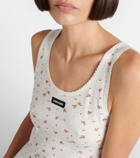 Miu Miu Floral cotton jersey tank top