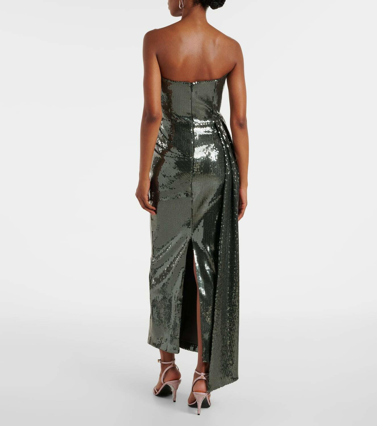 Alex Perry Draped sequined corset dress