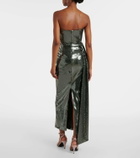 Alex Perry Draped sequined corset dress