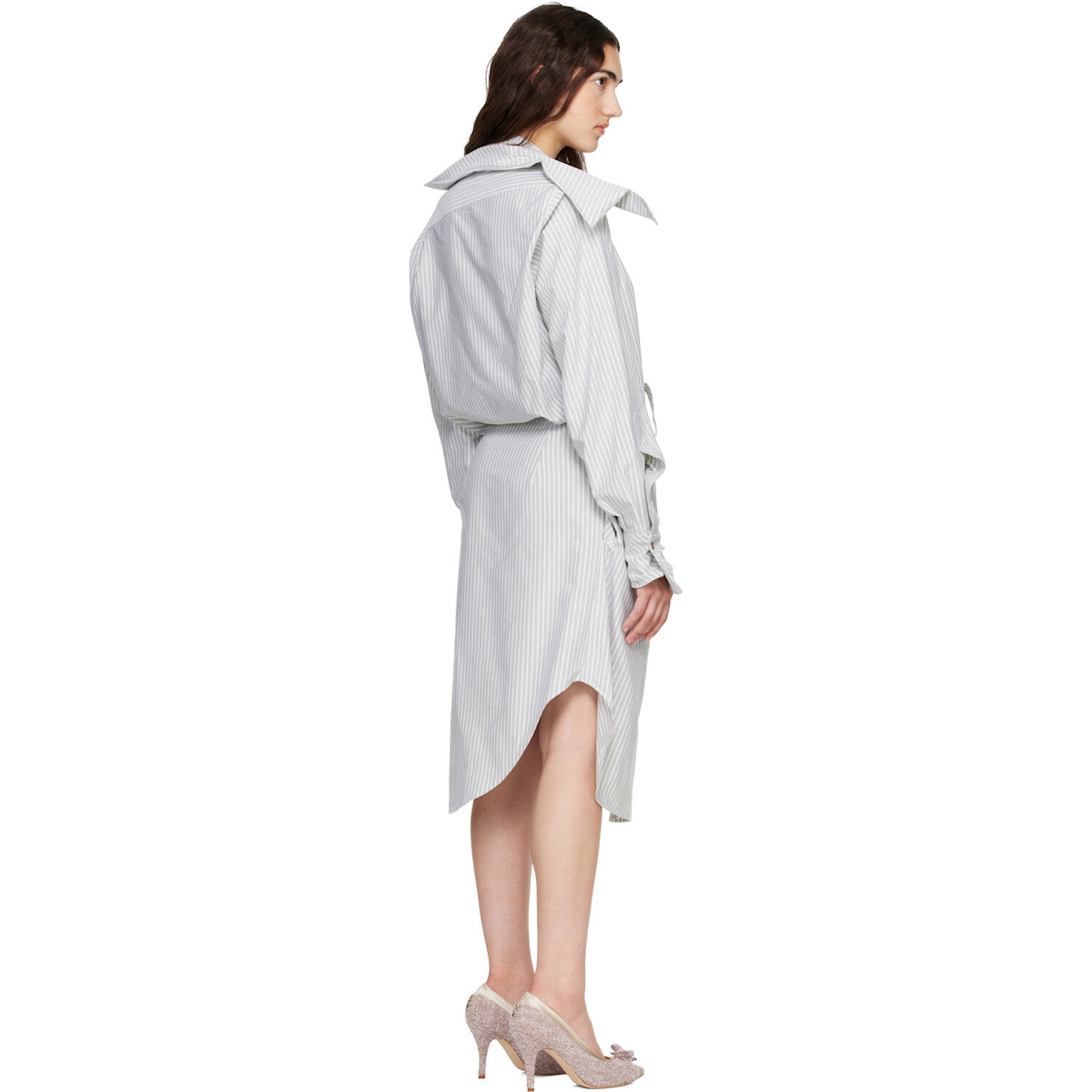Vivienne Westwood Gray Drunken Shirt Midi Dress