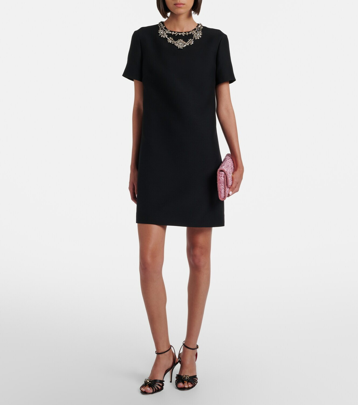Valentino Crepe Couture embellished wool and silk minidress