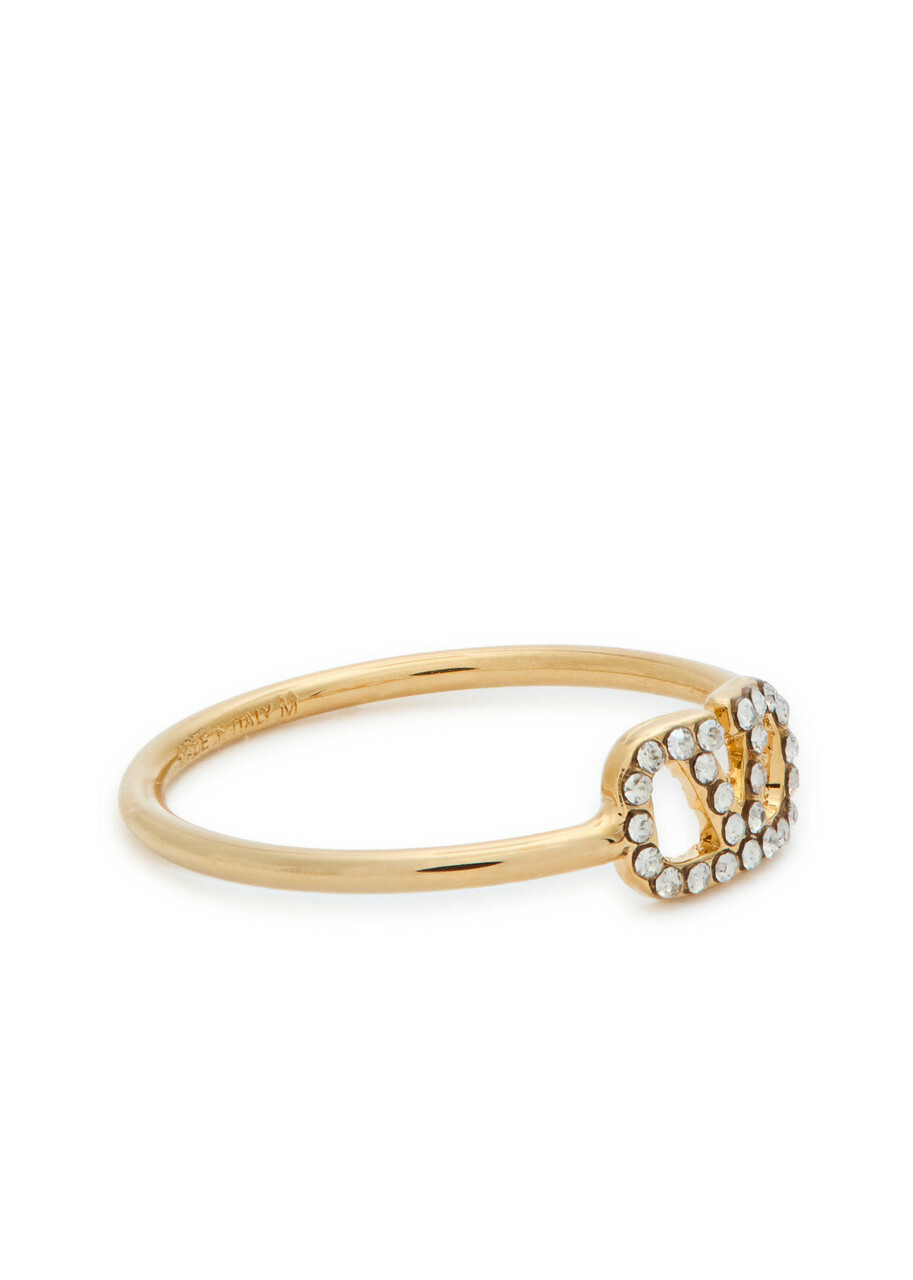 Valentino Garavani Crystal-embellished Vlogo Ring Gold
