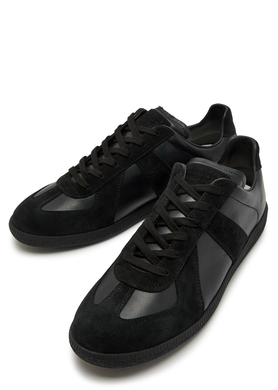 Maison Margiela Replica Panelled Leather Sneakers Black