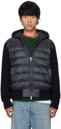 Moncler Navy Hooded Down Jacket