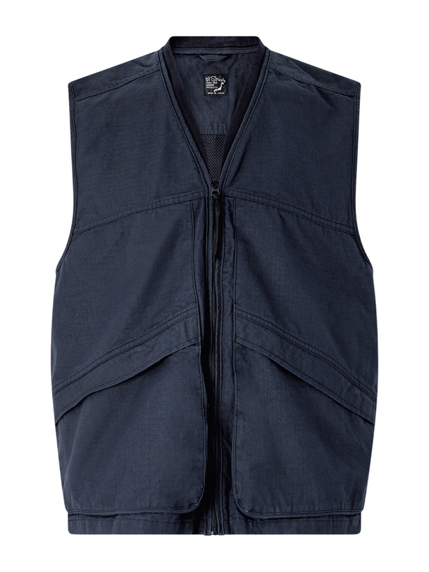 Photo: OrSlow - Utility Cotton Vest - Blue