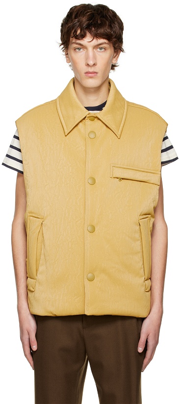Photo: Solid Homme Yellow Padded Faux-Leather Vest