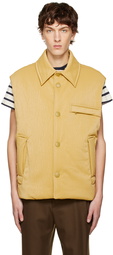 Solid Homme Yellow Padded Faux-Leather Vest