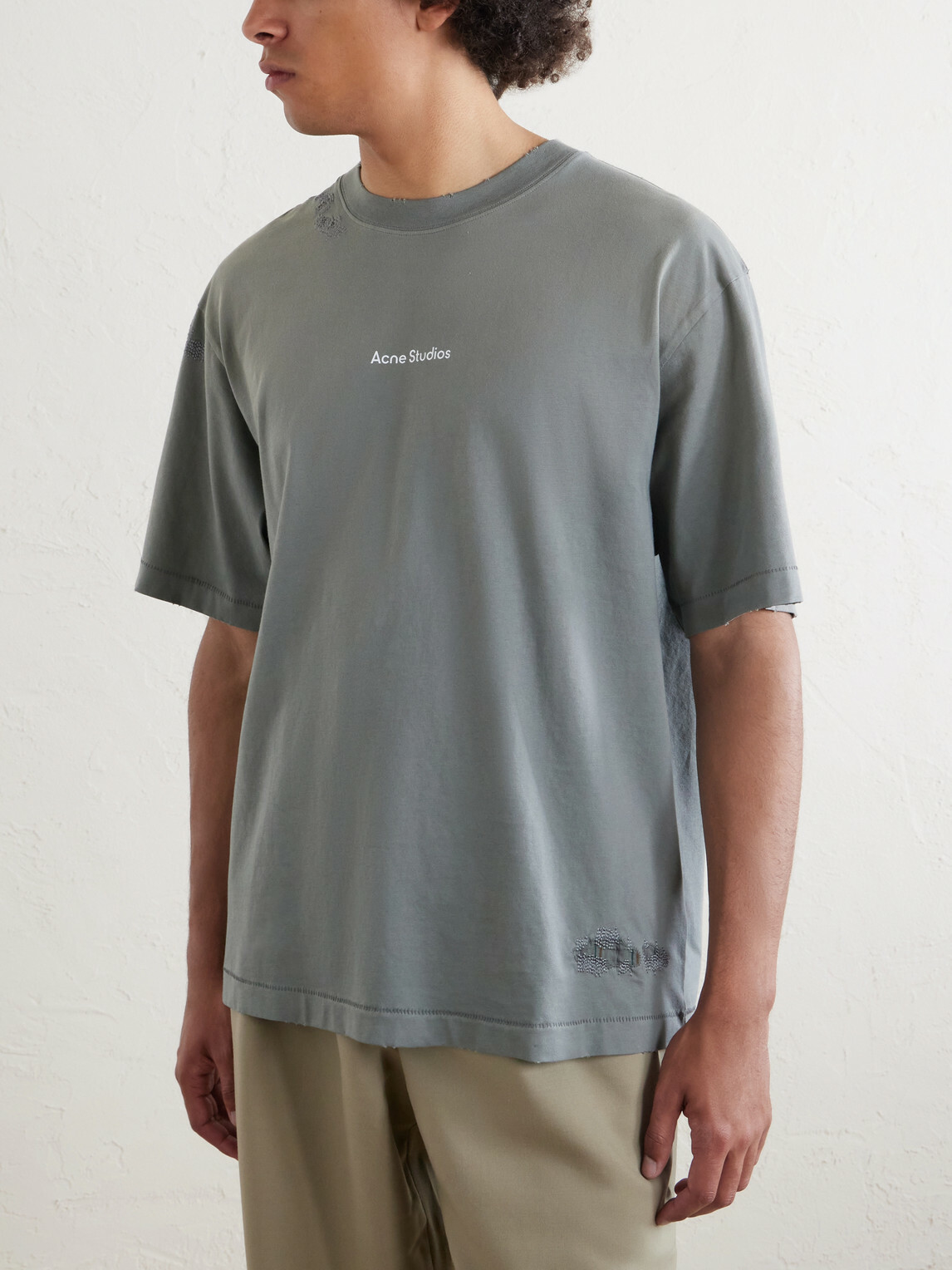 Acne Studios - Logo-Print Cotton-Jersey T-Shirt - Gray