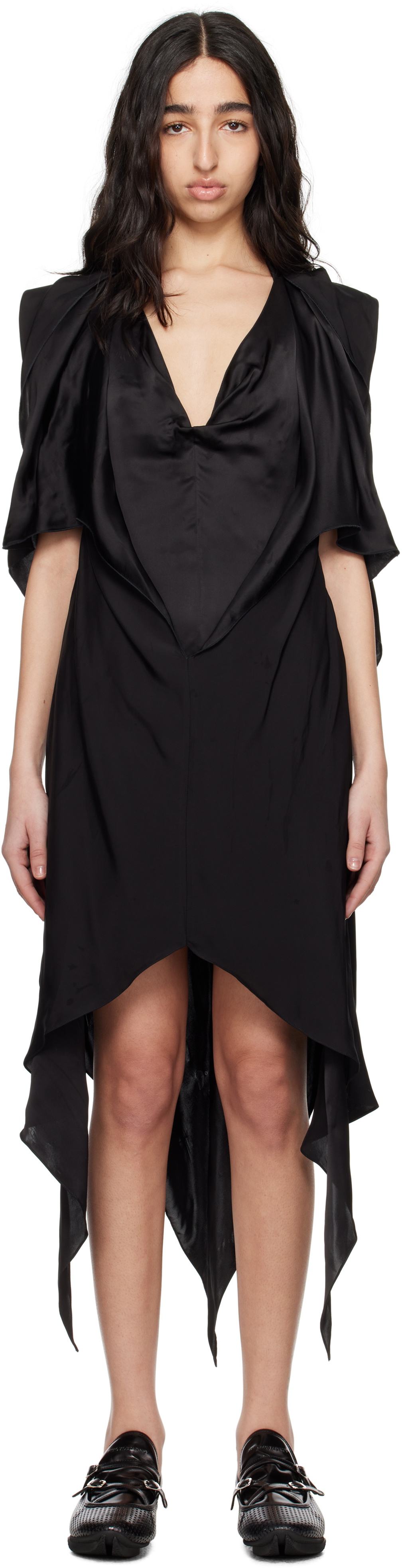 Kiko Kostadinov Black Fornax Draped Midi Dress