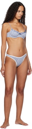 Frankies Bikinis Blue & White Dove Striped Classic Bikini Bottom