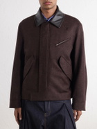 SAGE NATION - Painter Leather-Trimmed Wool-Twill Blouson Jacket - Brown