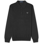 Fred Perry Men's Long Sleeve Knit Polo Shirt in Black
