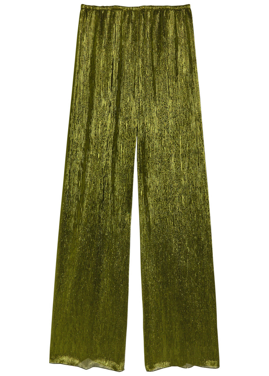 Forte_forte Lamé Voile Trousers Green