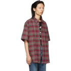 Vetements Red and Green Flannel Metal Ring Shirt