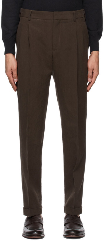 Photo: Loro Piana Brown Linen Two Pinces City Trousers