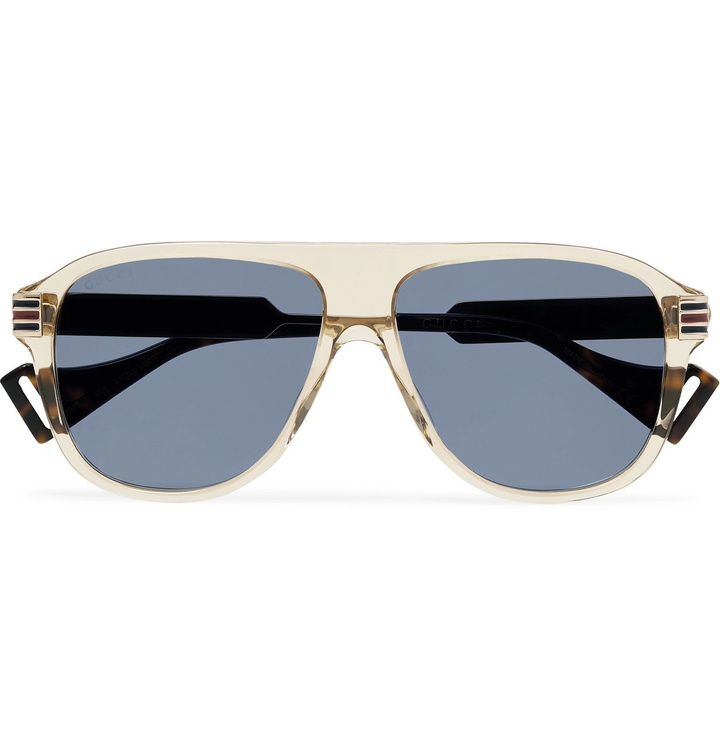 Photo: Gucci - Aviator-Style Acetate and Gold-Tone Sunglasses - Neutrals