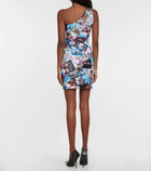 Balenciaga Cities printed one-shoulder minidress