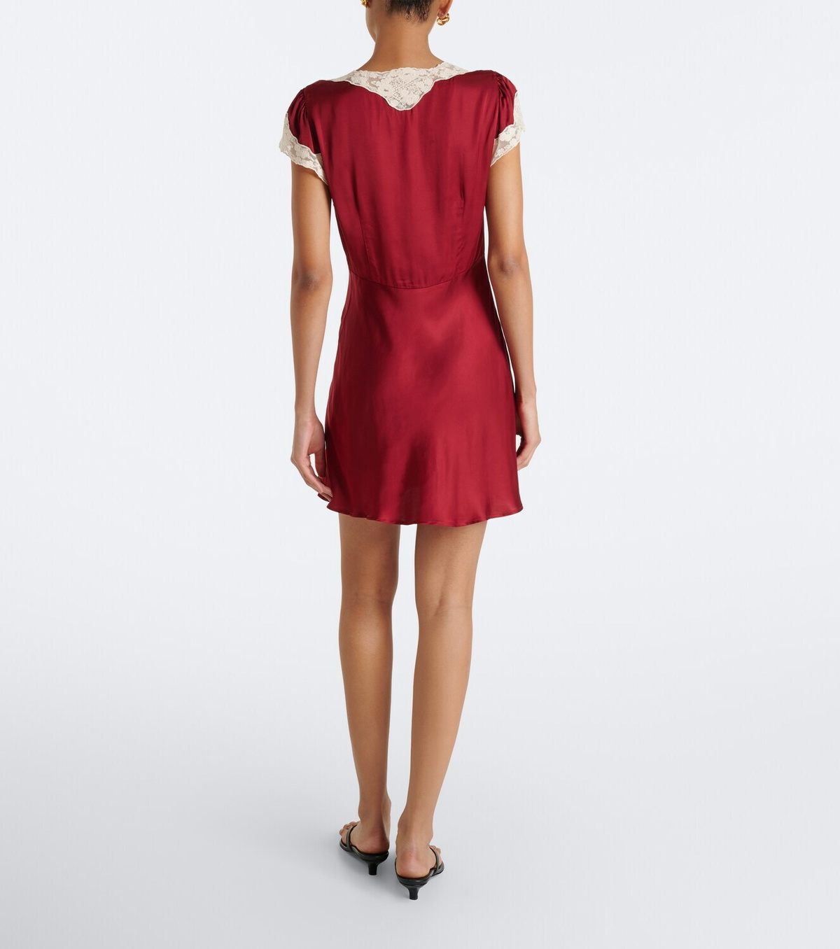 Rixo Lacie lace-trimmed satin minidress