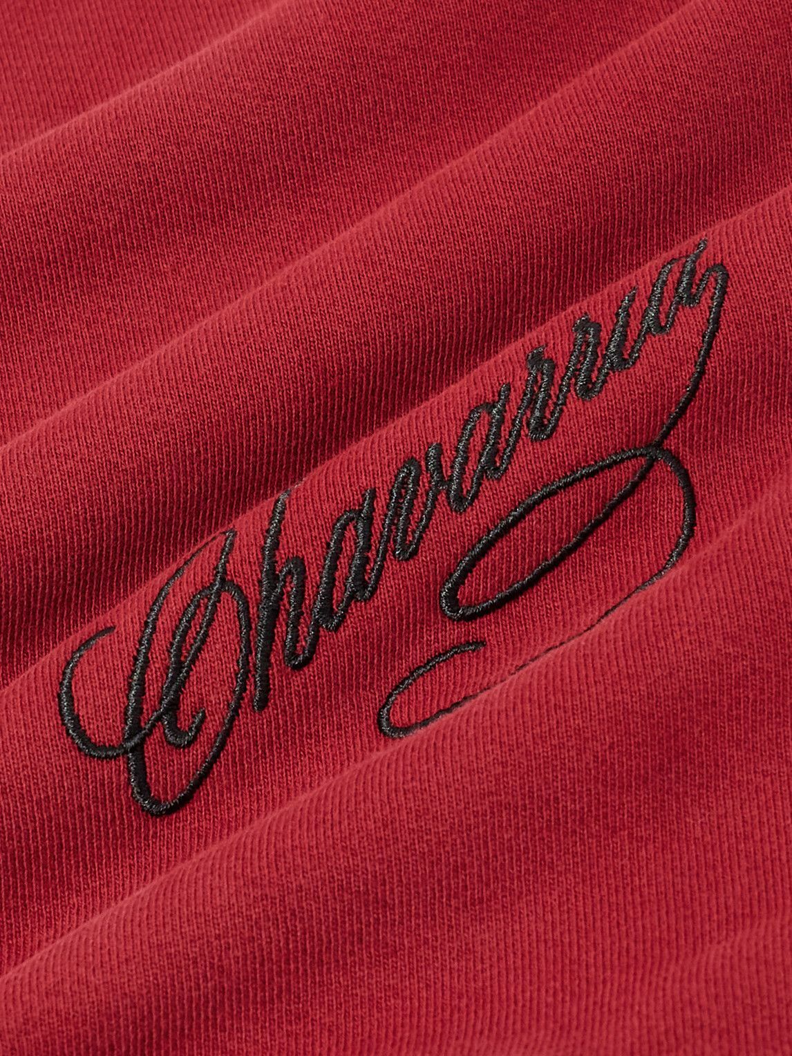 Willy Chavarria - Bravo Logo-Embroidered Cotton-Jersey Half-Zip Sweatshirt - Red