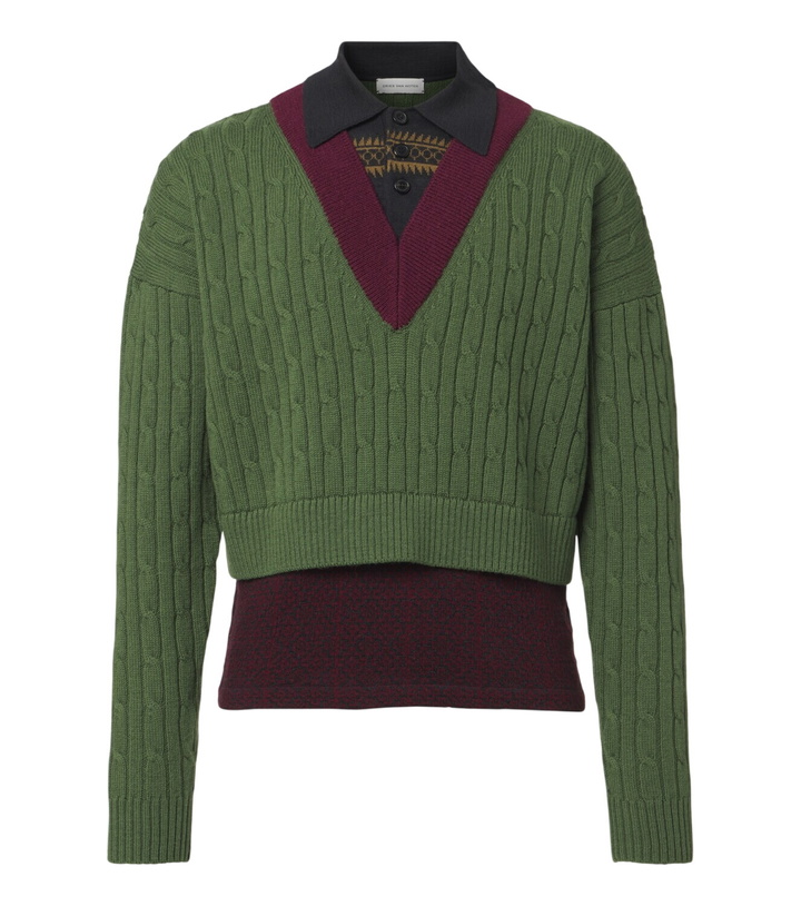 Photo: Dries Van Noten Layered wool and cotton polo sweater