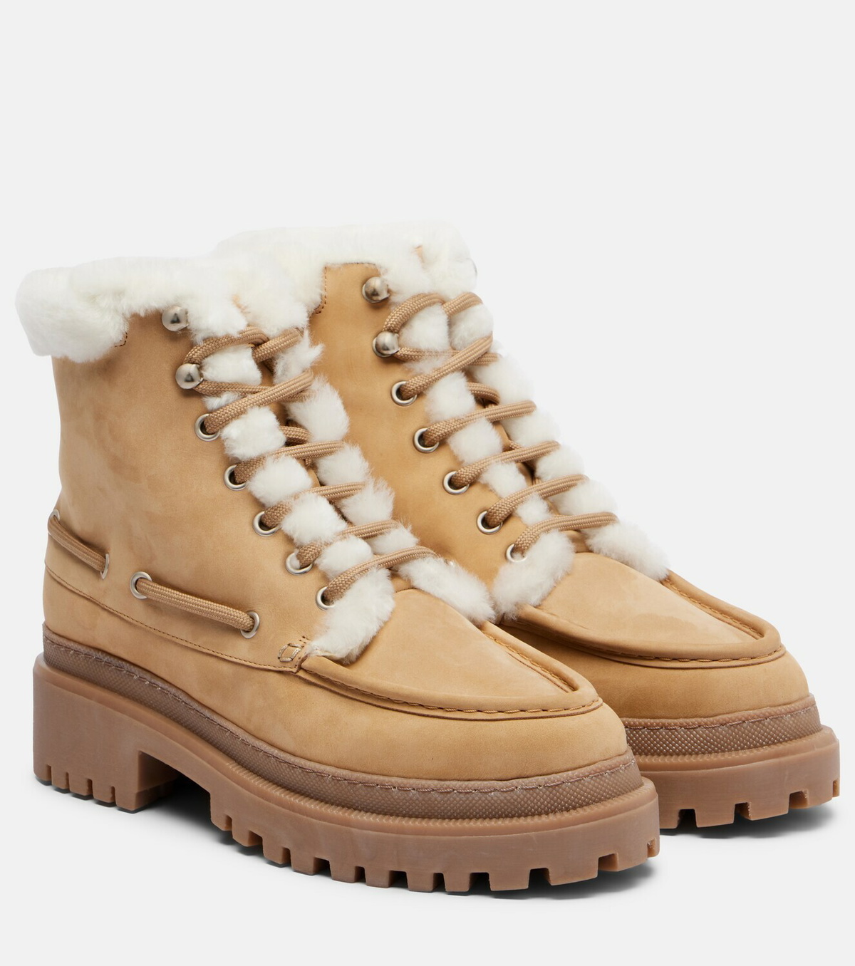 Yves Salomon Shearling-lined suede lace-up boots