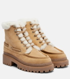 Yves Salomon Shearling-lined suede lace-up boots