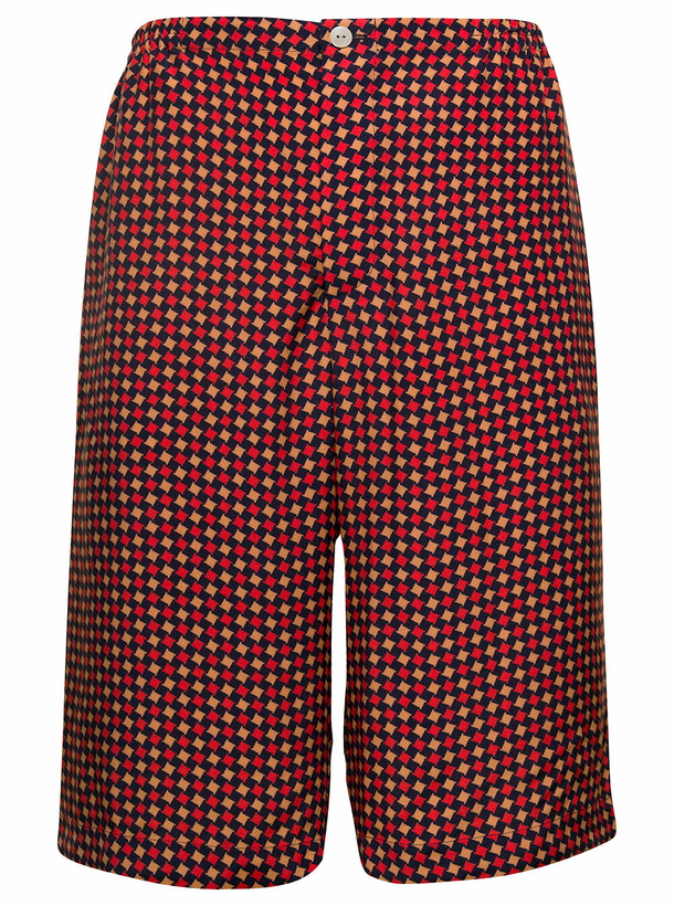 Photo: Gucci Red Geometric Houndstooth Print Shorts In Viscose Man