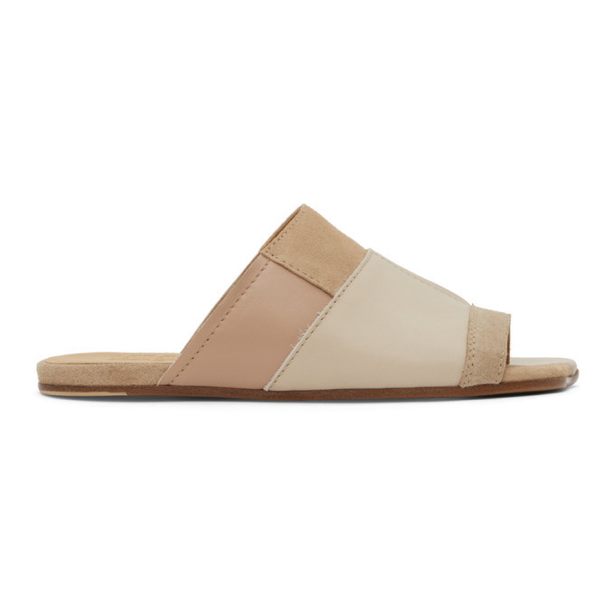 Photo: MM6 Maison Margiela Beige Patchwork Flat Sandals