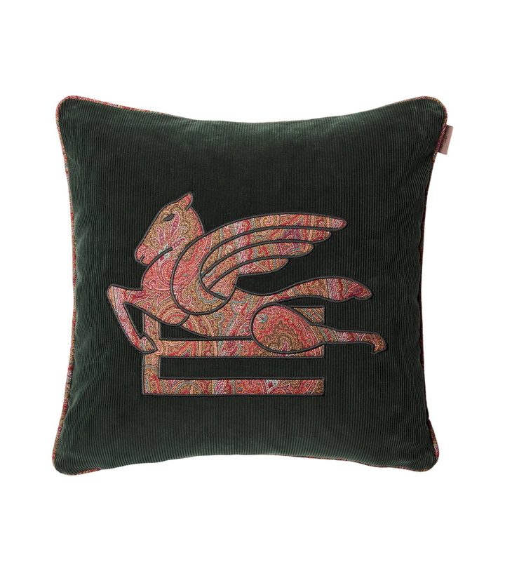 Photo: Etro Pegaso embroidered cotton velvet cushion