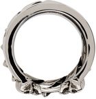 Alexander McQueen Silver Punk Chain and Studs Double Ring