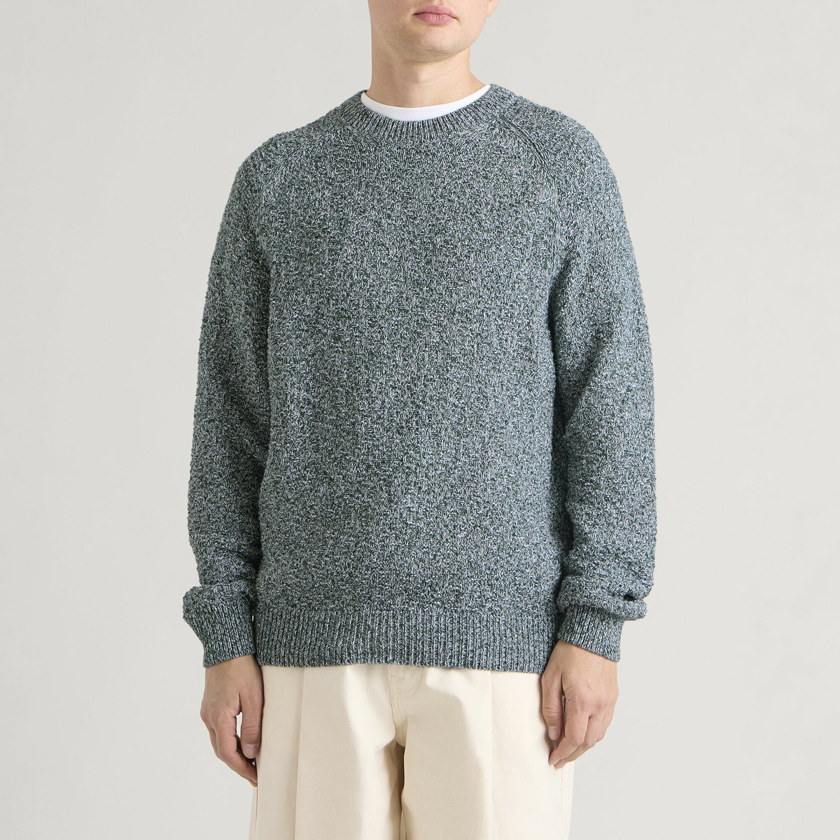 Palmes Men's Knitted Sweater in Dark Green/Off-White