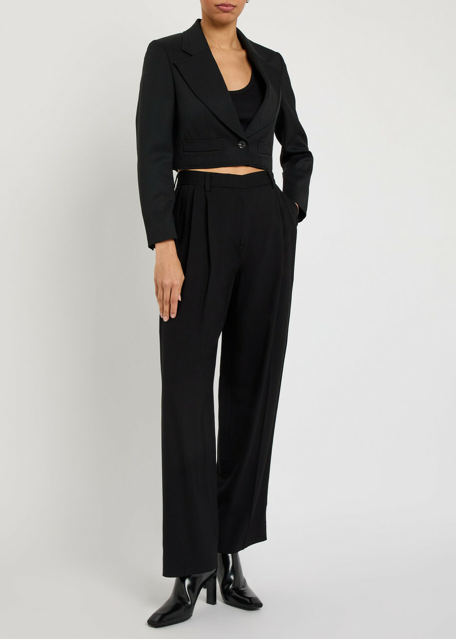 Nili Lotan Belino Cropped Wool Jacket Black