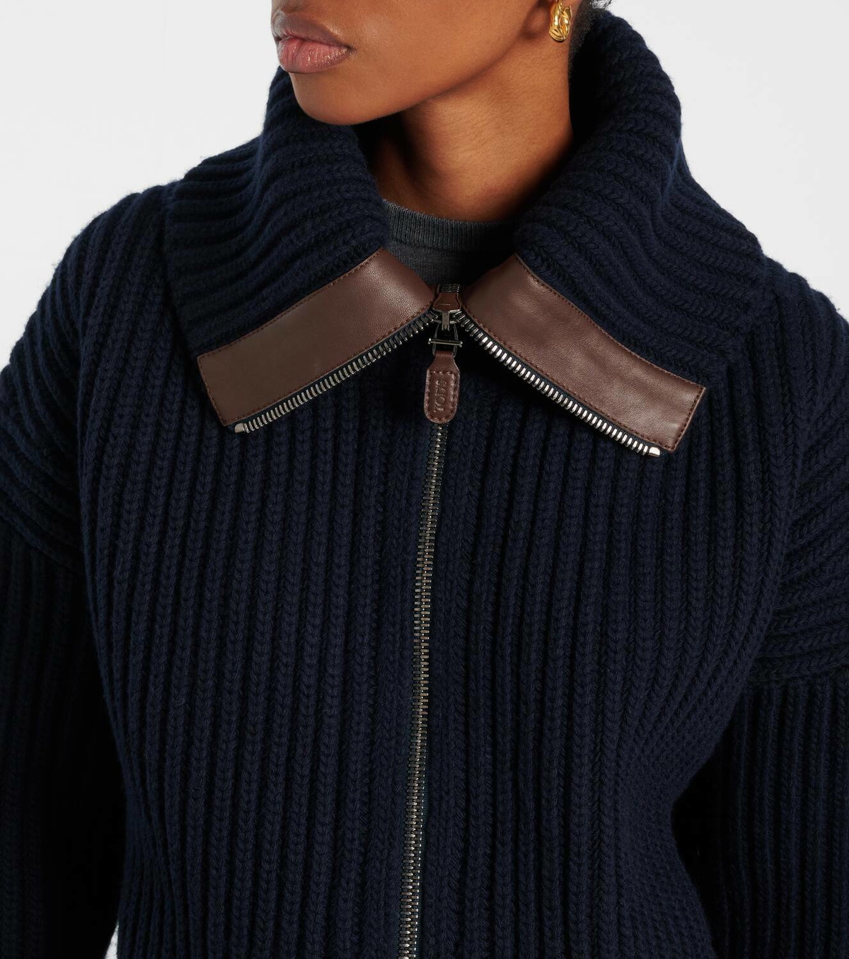Tod's Leather-trimmed virgin wool jacket