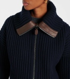 Tod's Leather-trimmed virgin wool jacket