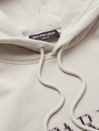 BALENCIAGA - Printed Organic Fleece-Back Cotton-Jersey Hoodie - Neutrals - XS