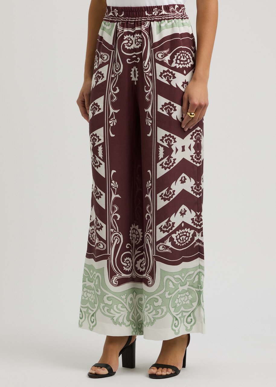 Lug Von Siga Madison Printed Wide-leg Satin Trousers Red