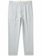 Alex Mill - Standard Straight-Leg Pleated Striped Cotton-Seersucker Trousers - Blue