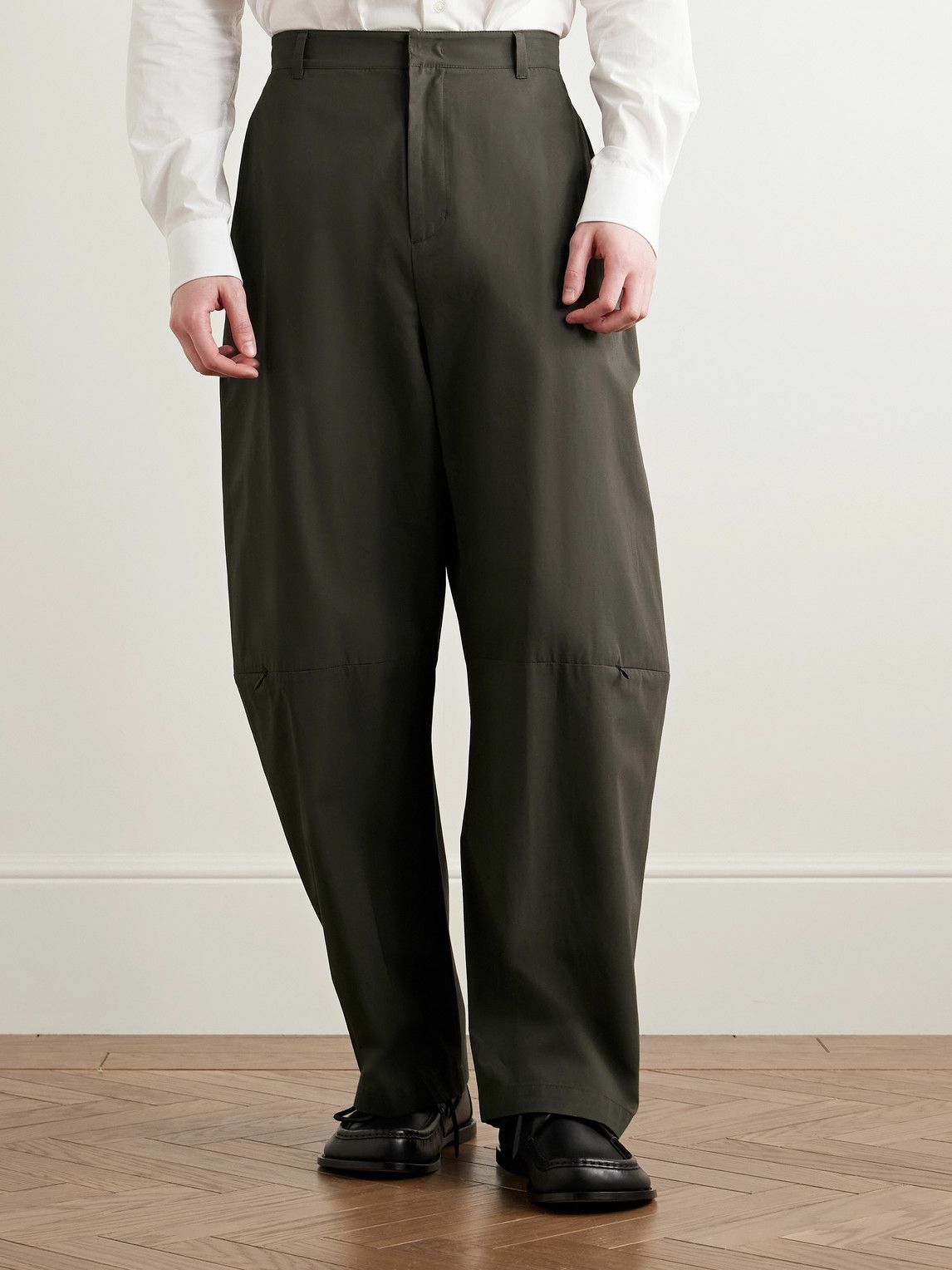 Amomento - Barrel-Leg Cotton-Poplin Trousers - Green