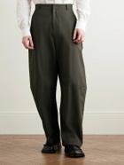 Amomento - Barrel-Leg Cotton-Poplin Trousers - Green