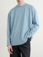 ATON - Suvin Cotton Long-Sleeved T-Shirt - Blue