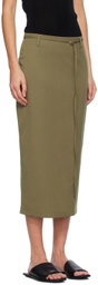 ST. AGNI Khaki Belted Midi Skirt
