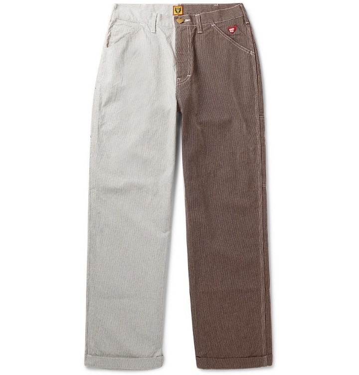 Photo: Human Made - Colour-Block Striped Cotton Trousers - Brown